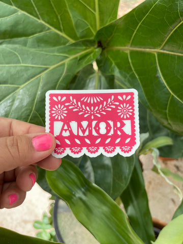 Amor Papel Picado - Raspberry - Clear Sticker