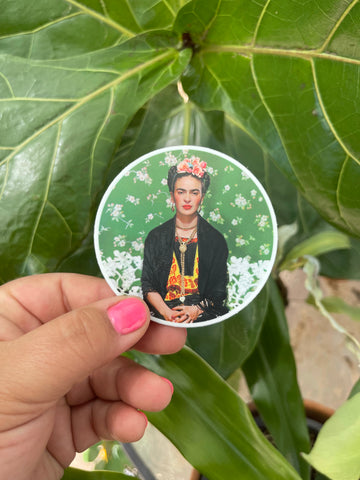 Frida Khalo Floral Green Sticker